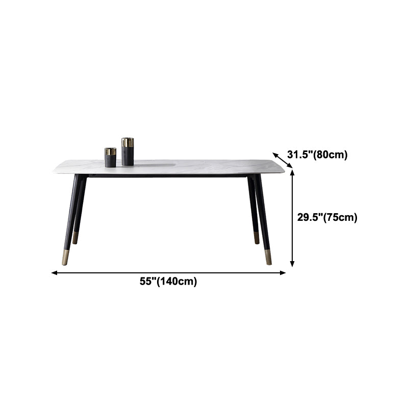 Traditional Luxury Dining Table Rectangle Sintered Stone 4 Legs Dining Table with Black Frame Clearhalo ' dining_table' 'Dining Tables & Seating' 'Dining Tables' 'furn' 'furn_dining_table' 'Furniture' 'furniture_dining_table' 'Kitchen & Dining Furniture' 'kitchen&dining_furn' 'kitchen' 'kitchen_dining_table' 4246762