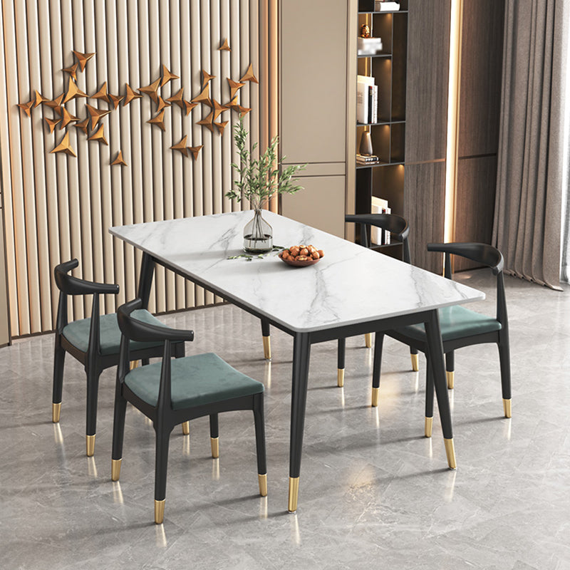 Sintered Stone White Dining Table Glam Style 4 Legs Table for Dining Room Clearhalo ' dining_table' 'Dining Tables & Seating' 'Dining Tables' 'furn' 'furn_dining_table' 'Furniture' 'furniture_dining_table' 'Kitchen & Dining Furniture' 'kitchen&dining_furn' 'kitchen' 'kitchen_dining_table' 4246766