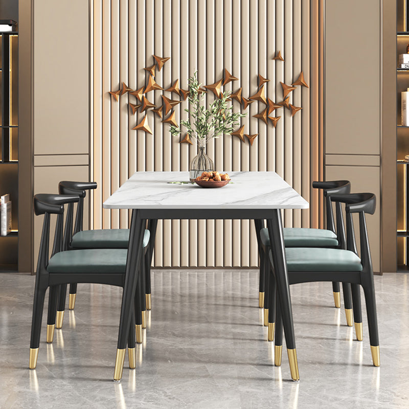 Sintered Stone White Dining Table Glam Style 4 Legs Table for Dining Room Clearhalo ' dining_table' 'Dining Tables & Seating' 'Dining Tables' 'furn' 'furn_dining_table' 'Furniture' 'furniture_dining_table' 'Kitchen & Dining Furniture' 'kitchen&dining_furn' 'kitchen' 'kitchen_dining_table' 4246769