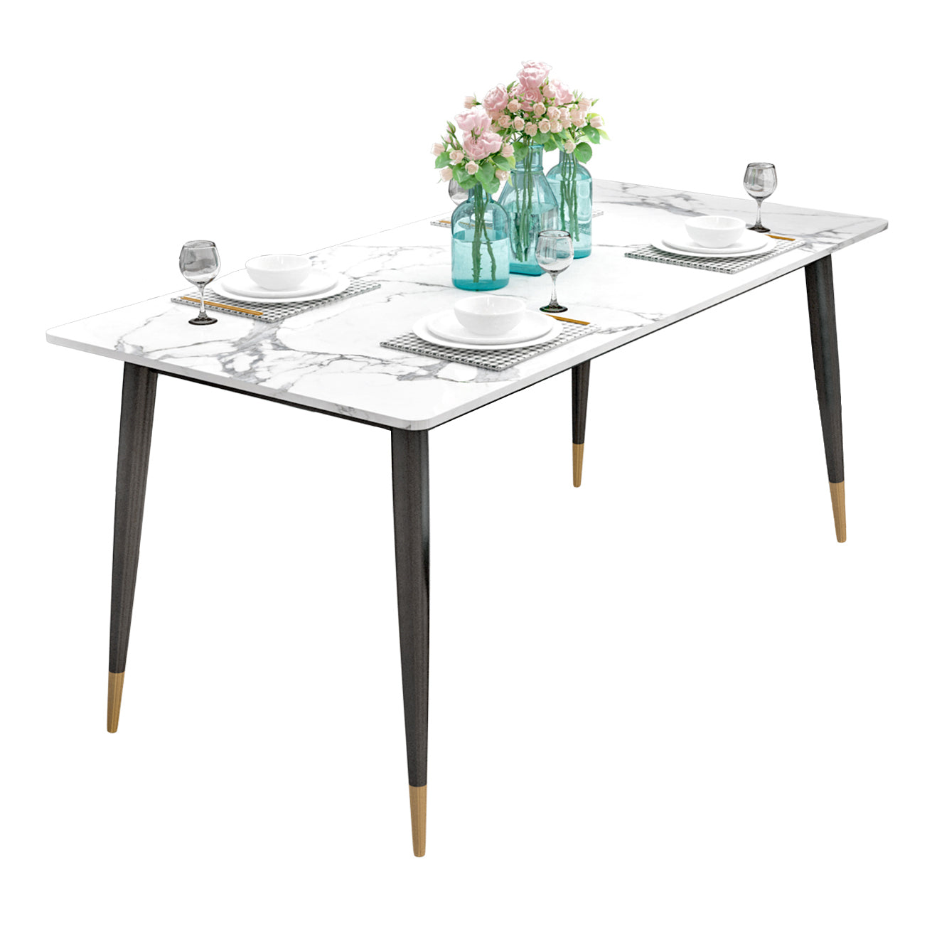 Sintered Stone White Dining Table Glam Style 4 Legs Table for Dining Room Without Chairs Clearhalo ' dining_table' 'Dining Tables & Seating' 'Dining Tables' 'furn' 'furn_dining_table' 'Furniture' 'furniture_dining_table' 'Kitchen & Dining Furniture' 'kitchen&dining_furn' 'kitchen' 'kitchen_dining_table' 4246770