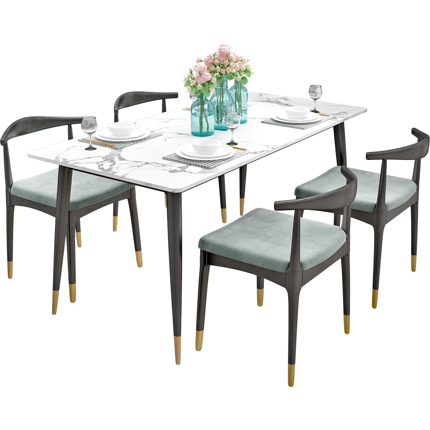 Sintered Stone White Dining Table Glam Style 4 Legs Table for Dining Room Clearhalo ' dining_table' 'Dining Tables & Seating' 'Dining Tables' 'furn' 'furn_dining_table' 'Furniture' 'furniture_dining_table' 'Kitchen & Dining Furniture' 'kitchen&dining_furn' 'kitchen' 'kitchen_dining_table' 4246771