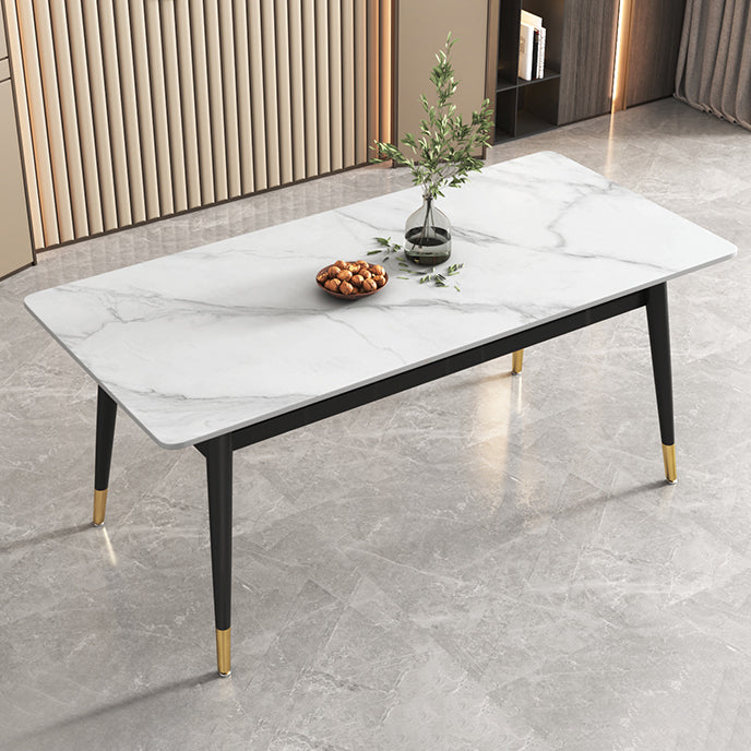 Sintered Stone White Dining Table Glam Style 4 Legs Table for Dining Room Clearhalo ' dining_table' 'Dining Tables & Seating' 'Dining Tables' 'furn' 'furn_dining_table' 'Furniture' 'furniture_dining_table' 'Kitchen & Dining Furniture' 'kitchen&dining_furn' 'kitchen' 'kitchen_dining_table' 4246772