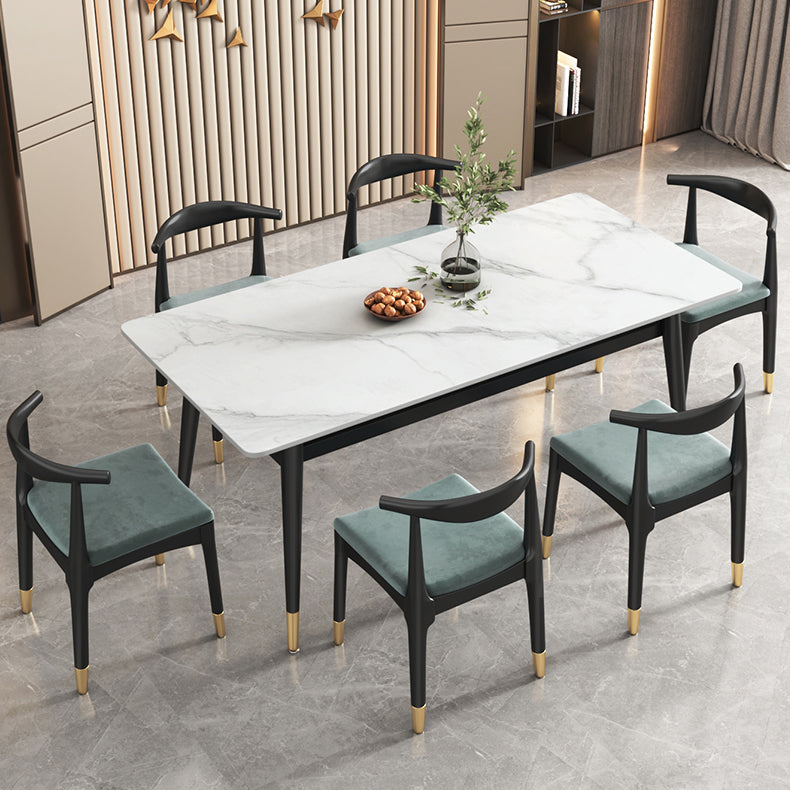Sintered Stone White Dining Table Glam Style 4 Legs Table for Dining Room Clearhalo ' dining_table' 'Dining Tables & Seating' 'Dining Tables' 'furn' 'furn_dining_table' 'Furniture' 'furniture_dining_table' 'Kitchen & Dining Furniture' 'kitchen&dining_furn' 'kitchen' 'kitchen_dining_table' 4246773
