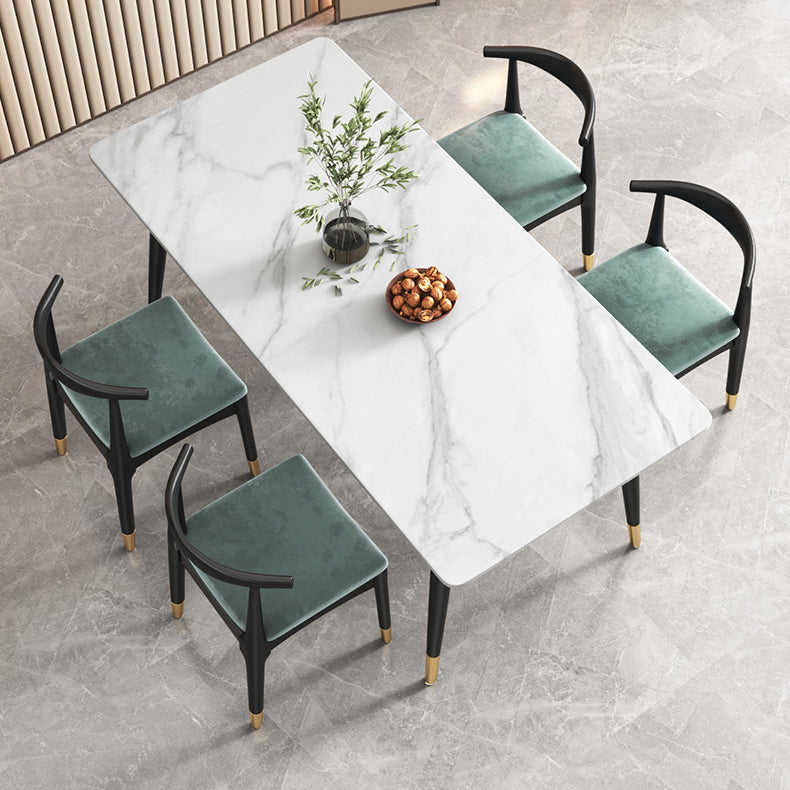 Sintered Stone White Dining Table Glam Style 4 Legs Table for Dining Room Clearhalo ' dining_table' 'Dining Tables & Seating' 'Dining Tables' 'furn' 'furn_dining_table' 'Furniture' 'furniture_dining_table' 'Kitchen & Dining Furniture' 'kitchen&dining_furn' 'kitchen' 'kitchen_dining_table' 4246775