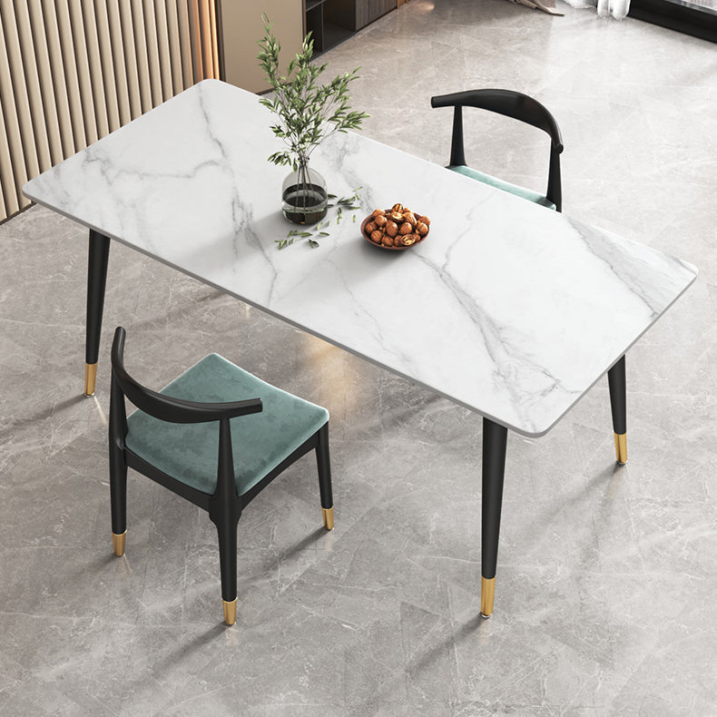 Sintered Stone White Dining Table Glam Style 4 Legs Table for Dining Room Clearhalo ' dining_table' 'Dining Tables & Seating' 'Dining Tables' 'furn' 'furn_dining_table' 'Furniture' 'furniture_dining_table' 'Kitchen & Dining Furniture' 'kitchen&dining_furn' 'kitchen' 'kitchen_dining_table' 4246776
