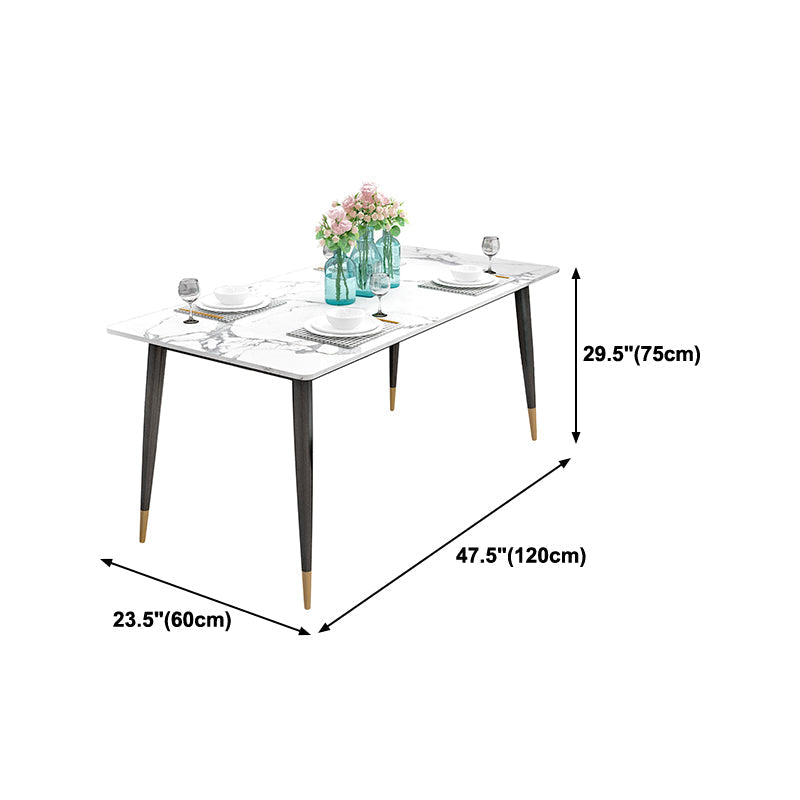 Sintered Stone White Dining Table Glam Style 4 Legs Table for Dining Room Clearhalo ' dining_table' 'Dining Tables & Seating' 'Dining Tables' 'furn' 'furn_dining_table' 'Furniture' 'furniture_dining_table' 'Kitchen & Dining Furniture' 'kitchen&dining_furn' 'kitchen' 'kitchen_dining_table' 4246777