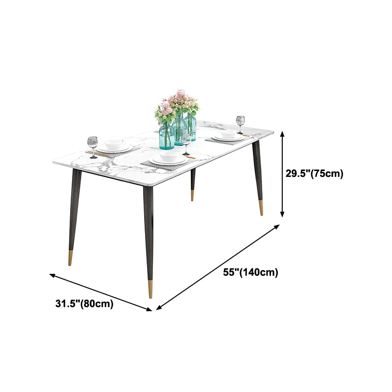 Sintered Stone White Dining Table Glam Style 4 Legs Table for Dining Room Clearhalo ' dining_table' 'Dining Tables & Seating' 'Dining Tables' 'furn' 'furn_dining_table' 'Furniture' 'furniture_dining_table' 'Kitchen & Dining Furniture' 'kitchen&dining_furn' 'kitchen' 'kitchen_dining_table' 4246778