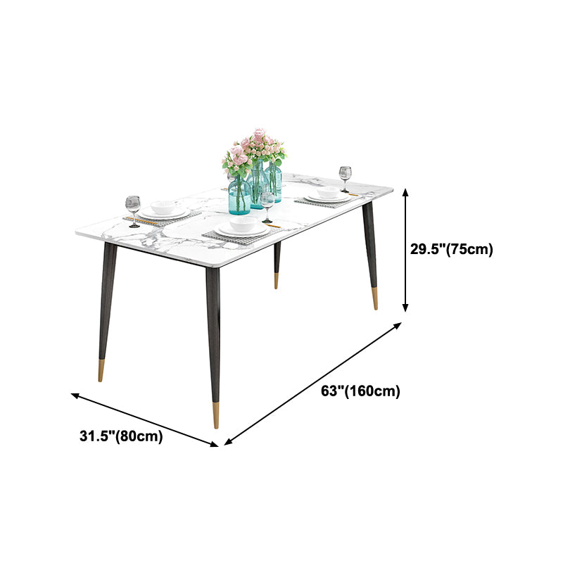 Sintered Stone White Dining Table Glam Style 4 Legs Table for Dining Room Clearhalo ' dining_table' 'Dining Tables & Seating' 'Dining Tables' 'furn' 'furn_dining_table' 'Furniture' 'furniture_dining_table' 'Kitchen & Dining Furniture' 'kitchen&dining_furn' 'kitchen' 'kitchen_dining_table' 4246779
