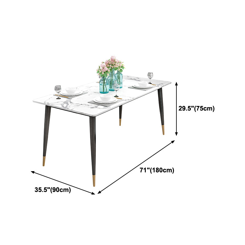 Sintered Stone White Dining Table Glam Style 4 Legs Table for Dining Room Clearhalo ' dining_table' 'Dining Tables & Seating' 'Dining Tables' 'furn' 'furn_dining_table' 'Furniture' 'furniture_dining_table' 'Kitchen & Dining Furniture' 'kitchen&dining_furn' 'kitchen' 'kitchen_dining_table' 4246780