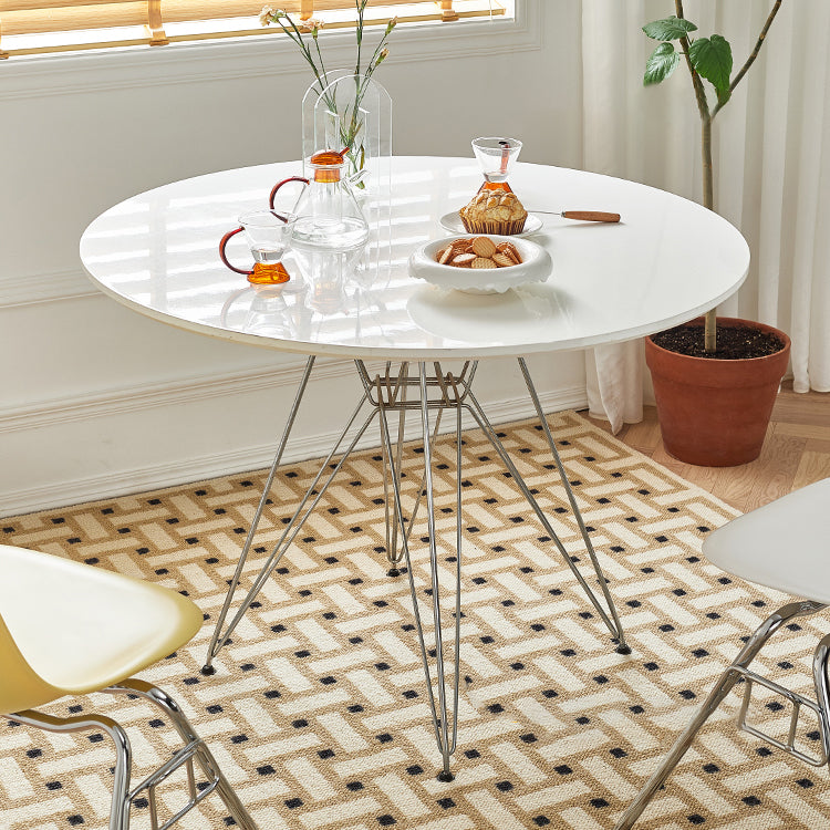 Modern Style Dining Table Round Dining Table with Metal Base for Home Use Clearhalo ' dining_table' 'Dining Tables & Seating' 'Dining Tables' 'Furniture' 'furniture_dining_table' 'Kitchen & Dining Furniture' 'kitchen&dining_furn' 'kitchen' 'kitchen_dining_table' 4246796