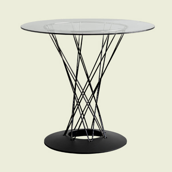 Modern Style Dining Table Round Dining Table with Metal Base for Home Use Black Clear 31.5"L x 31.5"W x 28"H Clearhalo ' dining_table' 'Dining Tables & Seating' 'Dining Tables' 'Furniture' 'furniture_dining_table' 'Kitchen & Dining Furniture' 'kitchen&dining_furn' 'kitchen' 'kitchen_dining_table' 4246805