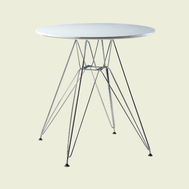 Modern Style Dining Table Round Dining Table with Metal Base for Home Use White 23.6"L x 23.6"W x 28.3"H Clearhalo ' dining_table' 'Dining Tables & Seating' 'Dining Tables' 'Furniture' 'furniture_dining_table' 'Kitchen & Dining Furniture' 'kitchen&dining_furn' 'kitchen' 'kitchen_dining_table' 4246807