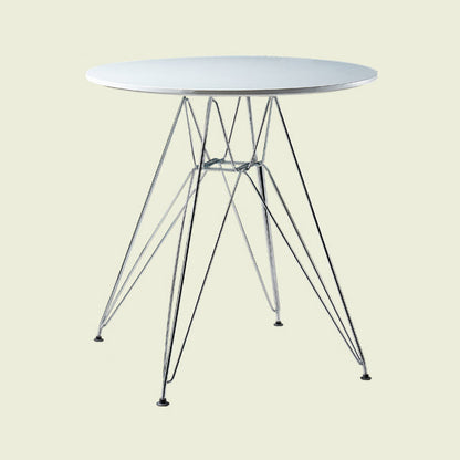 Modern Style Dining Table Round Dining Table with Metal Base for Home Use White 23.6"L x 23.6"W x 28.3"H Clearhalo ' dining_table' 'Dining Tables & Seating' 'Dining Tables' 'Furniture' 'furniture_dining_table' 'Kitchen & Dining Furniture' 'kitchen&dining_furn' 'kitchen' 'kitchen_dining_table' 4246807