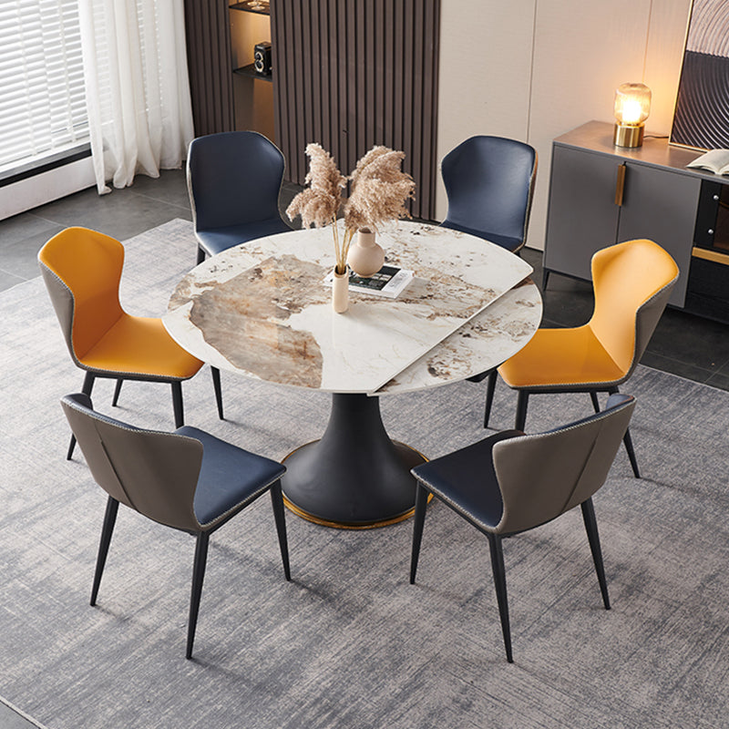 Luxury Sintered Stone Dining Table Round Table with Black Metal Base Clearhalo ' dining_table' 'Dining Tables & Seating' 'Dining Tables' 'furn' 'furn_dining_table' 'Furniture' 'furniture_dining_table' 'Kitchen & Dining Furniture' 'kitchen&dining_furn' 'kitchen' 'kitchen_dining_table' 4246826