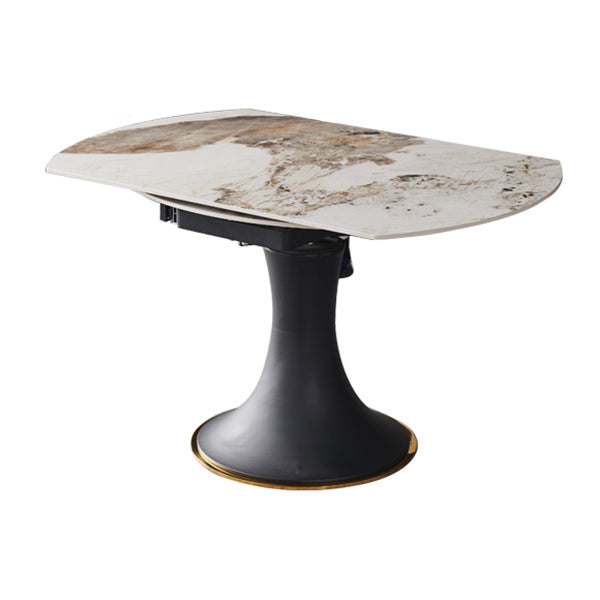 Luxury Sintered Stone Dining Table Round Table with Black Metal Base Clearhalo ' dining_table' 'Dining Tables & Seating' 'Dining Tables' 'furn' 'furn_dining_table' 'Furniture' 'furniture_dining_table' 'Kitchen & Dining Furniture' 'kitchen&dining_furn' 'kitchen' 'kitchen_dining_table' 4246835