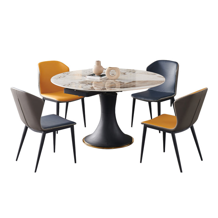 Luxury Sintered Stone Dining Table Round Table with Black Metal Base Clearhalo ' dining_table' 'Dining Tables & Seating' 'Dining Tables' 'furn' 'furn_dining_table' 'Furniture' 'furniture_dining_table' 'Kitchen & Dining Furniture' 'kitchen&dining_furn' 'kitchen' 'kitchen_dining_table' 4246836
