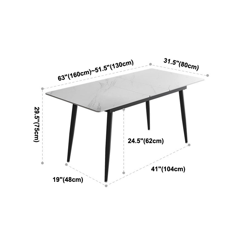 Rectangle Industrial Dining Room Table White Sintered Stone Table with 4 Black Legs Clearhalo ' dining_table' 'Dining Tables & Seating' 'Dining Tables' 'furn' 'furn_dining_table' 'Furniture' 'furniture_dining_table' 'Kitchen & Dining Furniture' 'kitchen&dining_furn' 'kitchen' 'kitchen_dining_table' 4246850