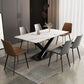 Rectangle Traditional Luxury Dining Table Sintered Stone Table with Black Metal Pedestal Base Clearhalo ' dining_table' 'Dining Tables & Seating' 'Dining Tables' 'furn' 'furn_dining_table' 'Furniture' 'furniture_dining_table' 'Kitchen & Dining Furniture' 'kitchen&dining_furn' 'kitchen' 'kitchen_dining_table' 4246851