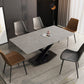 Rectangle Traditional Luxury Dining Table Sintered Stone Table with Black Metal Pedestal Base Gray Without Chairs Clearhalo ' dining_table' 'Dining Tables & Seating' 'Dining Tables' 'furn' 'furn_dining_table' 'Furniture' 'furniture_dining_table' 'Kitchen & Dining Furniture' 'kitchen&dining_furn' 'kitchen' 'kitchen_dining_table' 4246861