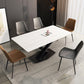 Rectangle Traditional Luxury Dining Table Sintered Stone Table with Black Metal Pedestal Base White Gold Without Chairs Clearhalo ' dining_table' 'Dining Tables & Seating' 'Dining Tables' 'furn' 'furn_dining_table' 'Furniture' 'furniture_dining_table' 'Kitchen & Dining Furniture' 'kitchen&dining_furn' 'kitchen' 'kitchen_dining_table' 4246862