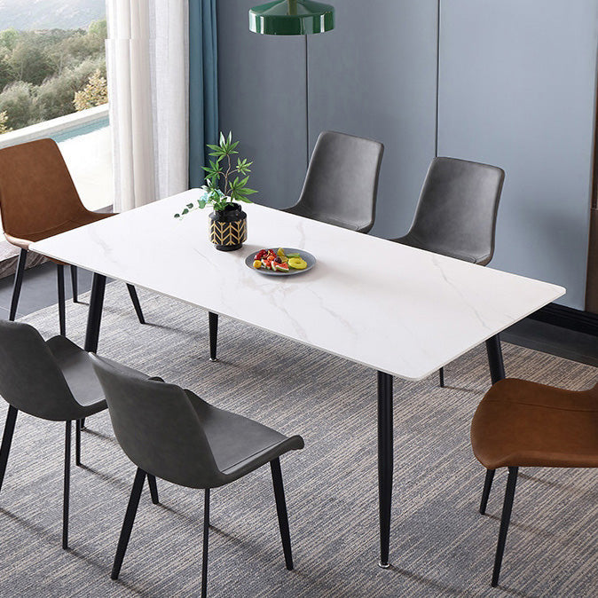 Rectangle Industrial Dining Room Table Sintered Stone Table with 4 Black Legs Clearhalo ' dining_table' 'Dining Tables & Seating' 'Dining Tables' 'furn' 'furn_dining_table' 'Furniture' 'furniture_dining_table' 'Kitchen & Dining Furniture' 'kitchen&dining_furn' 'kitchen' 'kitchen_dining_table' 4246868
