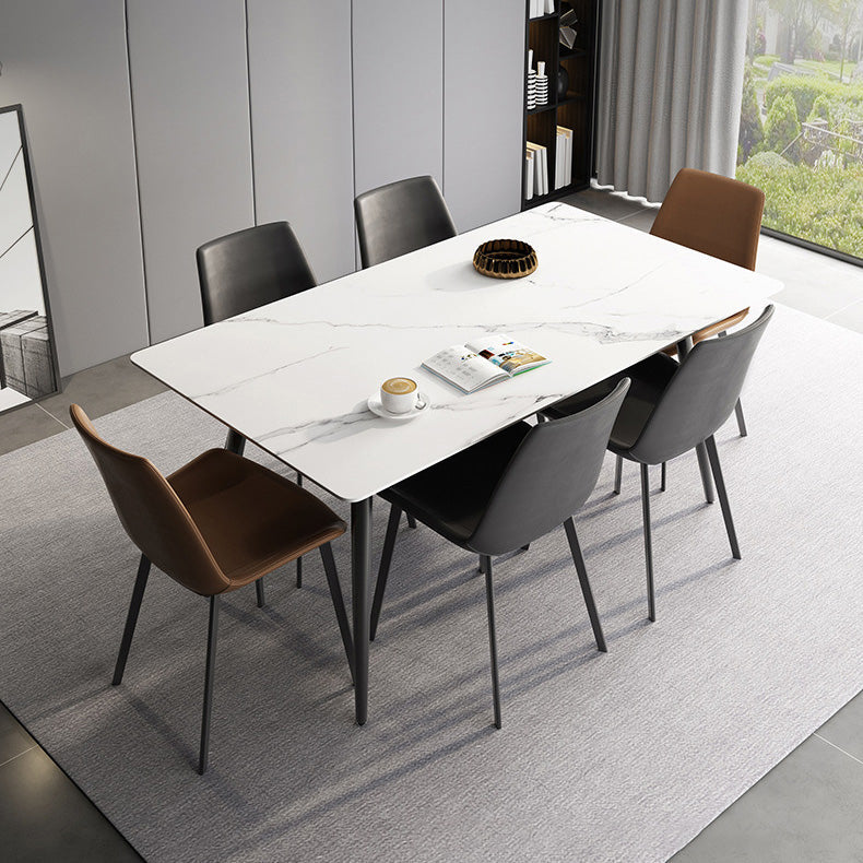 Rectangle Industrial Dining Room Table Sintered Stone Table with 4 Black Legs Clearhalo ' dining_table' 'Dining Tables & Seating' 'Dining Tables' 'furn' 'furn_dining_table' 'Furniture' 'furniture_dining_table' 'Kitchen & Dining Furniture' 'kitchen&dining_furn' 'kitchen' 'kitchen_dining_table' 4246869