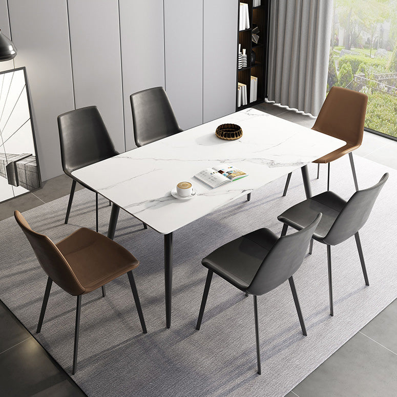 Rectangle Industrial Dining Room Table Sintered Stone Table with 4 Black Legs Clearhalo ' dining_table' 'Dining Tables & Seating' 'Dining Tables' 'furn' 'furn_dining_table' 'Furniture' 'furniture_dining_table' 'Kitchen & Dining Furniture' 'kitchen&dining_furn' 'kitchen' 'kitchen_dining_table' 4246877