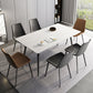 Rectangle Industrial Dining Room Table Sintered Stone Table with 4 Black Legs White Gold Without Chairs Clearhalo ' dining_table' 'Dining Tables & Seating' 'Dining Tables' 'furn' 'furn_dining_table' 'Furniture' 'furniture_dining_table' 'Kitchen & Dining Furniture' 'kitchen&dining_furn' 'kitchen' 'kitchen_dining_table' 4246878