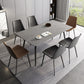 Rectangle Industrial Dining Room Table Sintered Stone Table with 4 Black Legs Gray Without Chairs Clearhalo ' dining_table' 'Dining Tables & Seating' 'Dining Tables' 'furn' 'furn_dining_table' 'Furniture' 'furniture_dining_table' 'Kitchen & Dining Furniture' 'kitchen&dining_furn' 'kitchen' 'kitchen_dining_table' 4246879