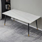 Rectangle Traditional Luxury Table Sintered Stone Table with 4 Black Legs White Gold Without Chairs Clearhalo ' dining_table' 'Dining Tables & Seating' 'Dining Tables' 'furn' 'furn_dining_table' 'Furniture' 'furniture_dining_table' 'Kitchen & Dining Furniture' 'kitchen&dining_furn' 'kitchen' 'kitchen_dining_table' 4246909