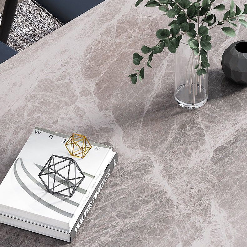 Rectangle Traditional Luxury Dining Table Grey Sintered Stone Table with Black Metal Pedestal Base Clearhalo ' dining_table' 'Dining Tables & Seating' 'Dining Tables' 'furn' 'furn_dining_table' 'Furniture' 'furniture_dining_table' 'Kitchen & Dining Furniture' 'kitchen&dining_furn' 'kitchen' 'kitchen_dining_table' 4246925
