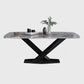 Rectangle Traditional Luxury Dining Table Grey Sintered Stone Table with Black Metal Pedestal Base Clearhalo ' dining_table' 'Dining Tables & Seating' 'Dining Tables' 'furn' 'furn_dining_table' 'Furniture' 'furniture_dining_table' 'Kitchen & Dining Furniture' 'kitchen&dining_furn' 'kitchen' 'kitchen_dining_table' 4246926