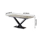 Rectangle Traditional Luxury Dining Table Grey Sintered Stone Table with Black Metal Pedestal Base Clearhalo ' dining_table' 'Dining Tables & Seating' 'Dining Tables' 'furn' 'furn_dining_table' 'Furniture' 'furniture_dining_table' 'Kitchen & Dining Furniture' 'kitchen&dining_furn' 'kitchen' 'kitchen_dining_table' 4246933