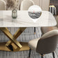 Rectangle Traditional Luxury Dining Table White Sintered Stone Table with Gold Metal Pedestal Base Clearhalo ' dining_table' 'Dining Tables & Seating' 'Dining Tables' 'furn' 'furn_dining_table' 'Furniture' 'furniture_dining_table' 'Kitchen & Dining Furniture' 'kitchen&dining_furn' 'kitchen' 'kitchen_dining_table' 4246941