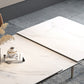 Rectangle Extendable Industrial Dining Table White Sintered Stone Table with 4 Black Legs Clearhalo ' dining_table' 'Dining Tables & Seating' 'Dining Tables' 'furn' 'furn_dining_table' 'Furniture' 'furniture_dining_table' 'Kitchen & Dining Furniture' 'kitchen&dining_furn' 'kitchen' 'kitchen_dining_table' 4246951