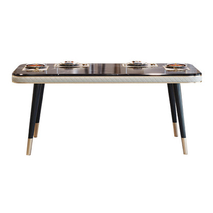 Rectangle Traditional Luxury Dining Table 4 Black Solid Wood Legs Table for Dining Room Without Chairs Clearhalo ' dining_table' 'Dining Tables & Seating' 'Dining Tables' 'furn' 'furn_dining_table' 'Furniture' 'furniture_dining_table' 'Kitchen & Dining Furniture' 'kitchen&dining_furn' 'kitchen' 'kitchen_dining_table' 4246963