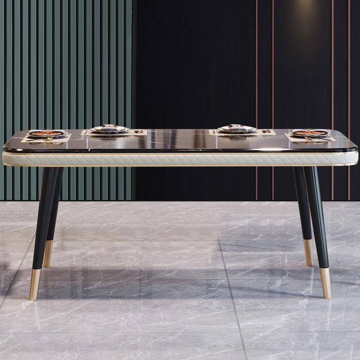 Rectangle Traditional Luxury Dining Table 4 Black Solid Wood Legs Table for Dining Room Clearhalo ' dining_table' 'Dining Tables & Seating' 'Dining Tables' 'furn' 'furn_dining_table' 'Furniture' 'furniture_dining_table' 'Kitchen & Dining Furniture' 'kitchen&dining_furn' 'kitchen' 'kitchen_dining_table' 4246968