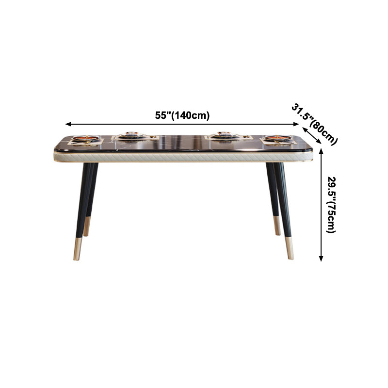 Rectangle Traditional Luxury Dining Table 4 Black Solid Wood Legs Table for Dining Room Clearhalo ' dining_table' 'Dining Tables & Seating' 'Dining Tables' 'furn' 'furn_dining_table' 'Furniture' 'furniture_dining_table' 'Kitchen & Dining Furniture' 'kitchen&dining_furn' 'kitchen' 'kitchen_dining_table' 4246969