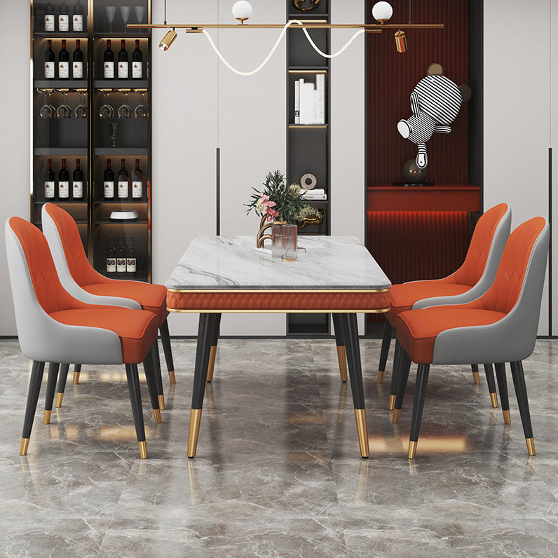 Rectangle Traditional Luxury Dining Table 4 Black Metal Legs Table for Dining Room Clearhalo ' dining_table' 'Dining Tables & Seating' 'Dining Tables' 'furn' 'furn_dining_table' 'Furniture' 'furniture_dining_table' 'Kitchen & Dining Furniture' 'kitchen&dining_furn' 'kitchen' 'kitchen_dining_table' 4247023
