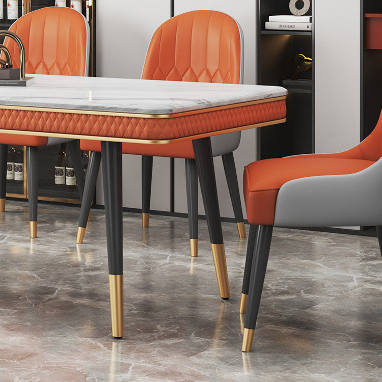 Rectangle Traditional Luxury Dining Table 4 Black Metal Legs Table for Dining Room Clearhalo ' dining_table' 'Dining Tables & Seating' 'Dining Tables' 'furn' 'furn_dining_table' 'Furniture' 'furniture_dining_table' 'Kitchen & Dining Furniture' 'kitchen&dining_furn' 'kitchen' 'kitchen_dining_table' 4247028