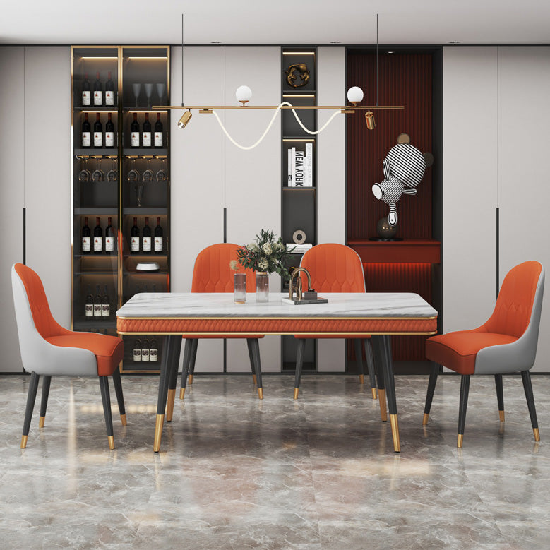 Rectangle Traditional Luxury Dining Table 4 Black Metal Legs Table for Dining Room Clearhalo ' dining_table' 'Dining Tables & Seating' 'Dining Tables' 'furn' 'furn_dining_table' 'Furniture' 'furniture_dining_table' 'Kitchen & Dining Furniture' 'kitchen&dining_furn' 'kitchen' 'kitchen_dining_table' 4247032
