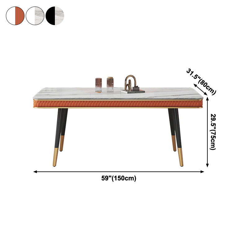 Rectangle Traditional Luxury Dining Table 4 Black Metal Legs Table for Dining Room Clearhalo ' dining_table' 'Dining Tables & Seating' 'Dining Tables' 'furn' 'furn_dining_table' 'Furniture' 'furniture_dining_table' 'Kitchen & Dining Furniture' 'kitchen&dining_furn' 'kitchen' 'kitchen_dining_table' 4247038