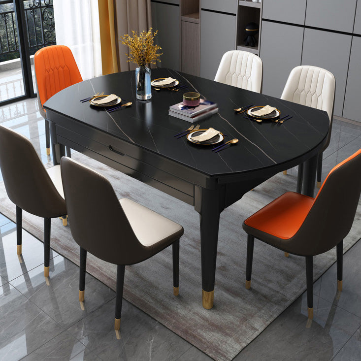 Round Dining Site Table Traditional Luxury Dinner Room Furniture with Drop-Leaf Black Without Chairs Clearhalo ' dining_table' 'Dining Tables & Seating' 'Dining Tables' 'furn' 'furn_dining_table' 'Furniture' 'furniture_dining_table' 'Kitchen & Dining Furniture' 'kitchen&dining_furn' 'kitchen' 'kitchen_dining_table' 4247043