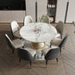 Traditional Round Luxury Dining Table White Sintered Stone Table with White Pedestal Base Clearhalo ' dining_table' 'Dining Tables & Seating' 'Dining Tables' 'furn' 'furn_dining_table' 'Furniture' 'furniture_dining_table' 'Kitchen & Dining Furniture' 'kitchen&dining_furn' 'kitchen' 'kitchen_dining_table' 4247053