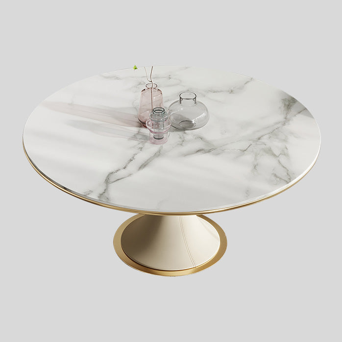 Traditional Round Luxury Dining Table White Sintered Stone Table with White Pedestal Base Clearhalo ' dining_table' 'Dining Tables & Seating' 'Dining Tables' 'furn' 'furn_dining_table' 'Furniture' 'furniture_dining_table' 'Kitchen & Dining Furniture' 'kitchen&dining_furn' 'kitchen' 'kitchen_dining_table' 4247055