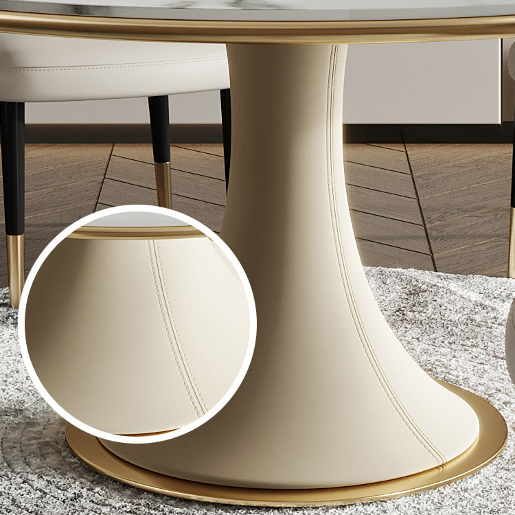 Traditional Round Luxury Dining Table White Sintered Stone Table with White Pedestal Base Clearhalo ' dining_table' 'Dining Tables & Seating' 'Dining Tables' 'furn' 'furn_dining_table' 'Furniture' 'furniture_dining_table' 'Kitchen & Dining Furniture' 'kitchen&dining_furn' 'kitchen' 'kitchen_dining_table' 4247059