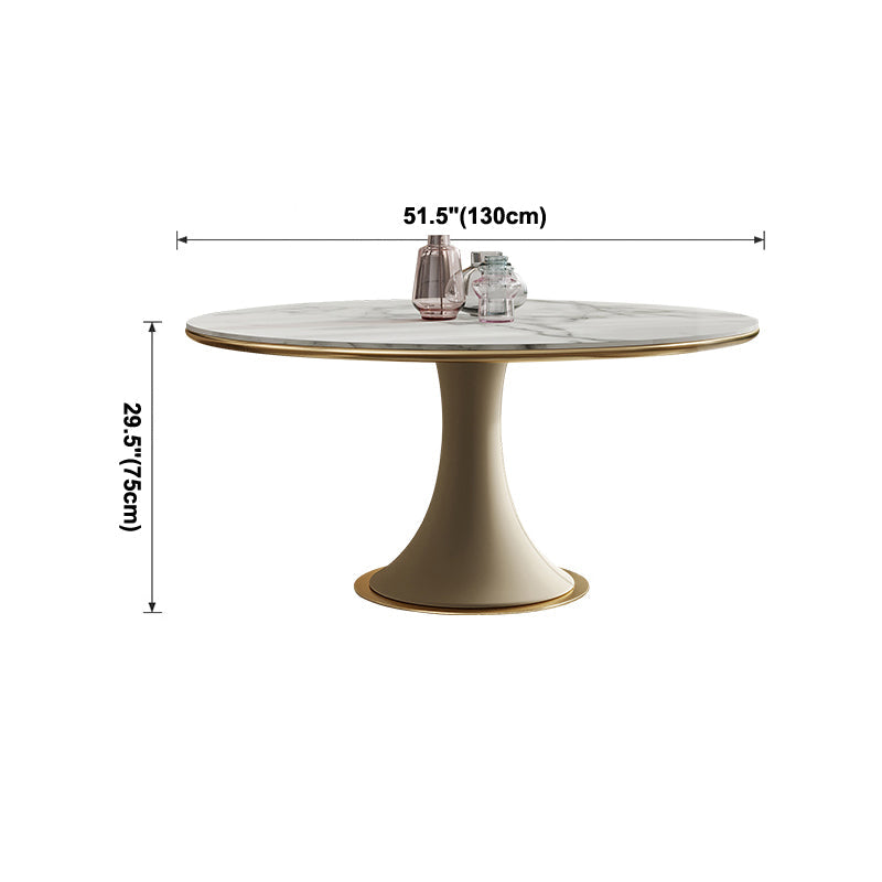 Traditional Round Luxury Dining Table White Sintered Stone Table with White Pedestal Base Clearhalo ' dining_table' 'Dining Tables & Seating' 'Dining Tables' 'furn' 'furn_dining_table' 'Furniture' 'furniture_dining_table' 'Kitchen & Dining Furniture' 'kitchen&dining_furn' 'kitchen' 'kitchen_dining_table' 4247063