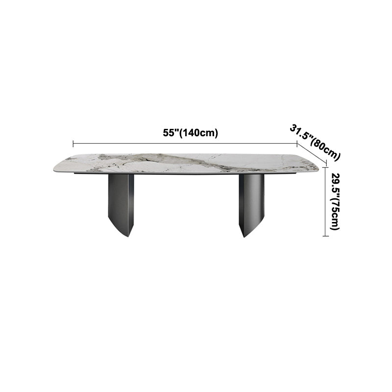 Industrial Standard Rectangle Shape Table Gray Sintered Stone Dining Table for Kitchen Clearhalo ' dining_table' 'Dining Tables & Seating' 'Dining Tables' 'furn' 'furn_dining_table' 'Furniture' 'furniture_dining_table' 'Kitchen & Dining Furniture' 'kitchen&dining_furn' 'kitchen' 'kitchen_dining_table' 4247073