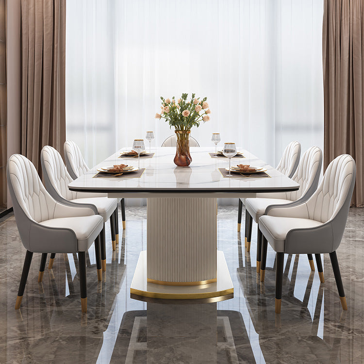 Extendable Sintered Stone Dining Table for Restaurant Luxury Storage Table with Pedestal Clearhalo ' dining_table' 'Dining Tables & Seating' 'Dining Tables' 'furn' 'furn_dining_table' 'Furniture' 'furniture_dining_table' 'Kitchen & Dining Furniture' 'kitchen&dining_furn' 'kitchen' 'kitchen_dining_table' 4247085