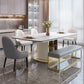 Extendable Sintered Stone Dining Table for Restaurant Luxury Storage Table with Pedestal Clearhalo ' dining_table' 'Dining Tables & Seating' 'Dining Tables' 'furn' 'furn_dining_table' 'Furniture' 'furniture_dining_table' 'Kitchen & Dining Furniture' 'kitchen&dining_furn' 'kitchen' 'kitchen_dining_table' 4247086